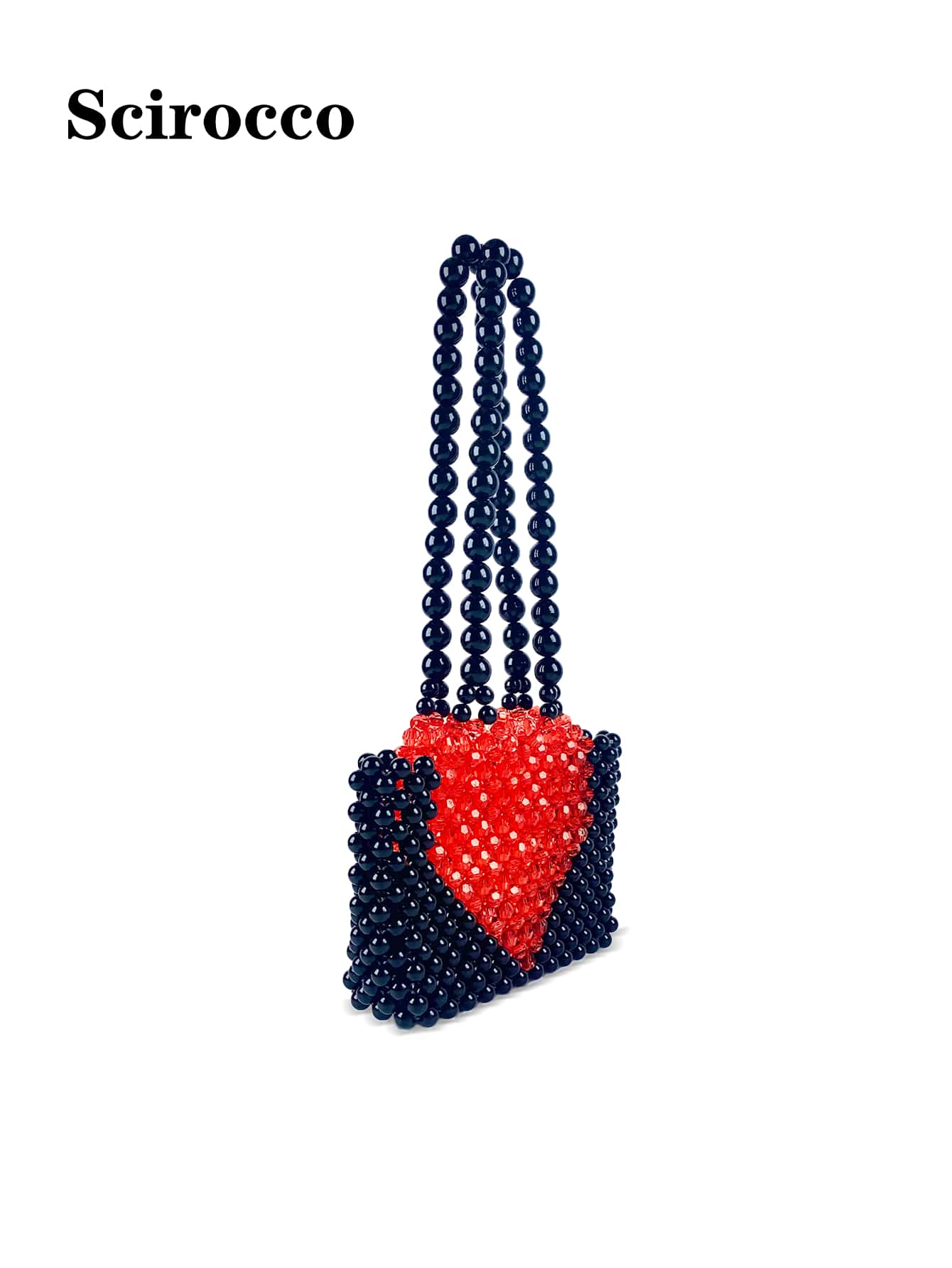 Bolso de hombro tote artesanal en forma de corazón con cuentas, nuevo modelo 2024, regalo de lujo a juego con todo para la novia en San Valentín - Negro - Añade 2