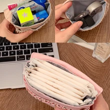 1 件卫生巾收纳袋，大容量便携包，时尚卡通收纳袋，可爱卫生巾袋，少女心收纳防尘大容量卫生化妆盒，适用于口红、刷子、护肤品、手机、硬币、小物品，适用于家庭、礼物、度假和节日万圣节圣诞节多功能用途，波西米亚风 - 彩色 - 查看 3