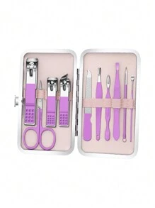 专业不锈钢指甲刀套装，配有耳垢清除工具和指甲锉 - 耐用便携的修脚和修指甲工具，适用于手指甲和脚趾甲