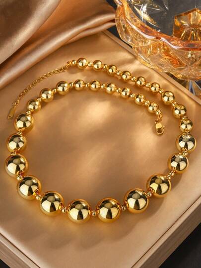 1 pezzo Collana di stile esagerato alla moda realizzata in perline di plastica asimmetriche connesse con acciaio inossidabile, adatta per le donne da indossare a feste o per la fotografia di moda per strada, anche come regalo festivo per lei