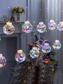 1 件创意圣诞装饰 LED 灯、窗帘灯、雪人圣诞树、圣诞老人卧室窗饰灯、灯串、圣诞树悬挂装饰灯、适合圣诞家庭派对、新年礼物、8 种闪烁模式、许愿球、花灯串、家庭房间窗饰灯、圣诞节 - 聖誕節 - 查看 12