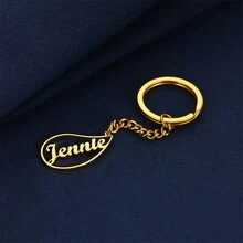 1 件定制雕刻不锈钢钥匙扣 - 个性化水滴名牌，时尚女士字母吊坠 - 多色 - 查看 5