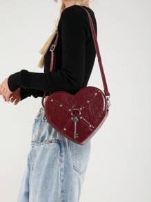 时尚百搭纯色高端女士手提包、手包、手提单肩包 - 紅色 - 查看 3