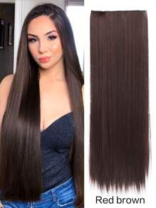 超长直发假发片 80厘米 5夹式接发 耐热合成纤维 黑色 金色 棕色 自然款假发片 女士日常佩戴 1片 - 彩色 - 查看 16