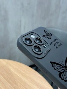 1个TPU软壳，黑色蝴蝶印花手机壳，兼容苹果 7/8/7P/8P/X/XS/XR/XS Max/11/12/13/14/15系列、S22 Ultra/S23 Ultra/S24 Ultra/S系列/A系列，也兼容红米手机。摄像头孔位随机设计。国际版，非国内版。 - 彩色 - 查看 6