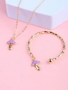 1 套女孩首饰套装，金色锌合金配饰，包括手链和项链，多元素礼品套装，适合生日、节日、派对、圣诞节 - 彩色 - 查看 20