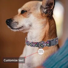 Vòng cổ cho chó bằng vải nylon in hoa, tùy chỉnh, có thể điều chỉnh, chống thất lạc - màu đen - Xem 6