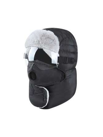 1pc Unisex Winter Oorklep Volledige Gezichtsbedekking Muts, Buiten Fietsen Skiën Winddicht & Warm Dikke Muts