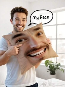 1件定制趣味表情毛绒照片印花抱枕套，DIY个性化单面印花抱枕套，适合情侣、宠物、朋友，适用于婚礼、节日、派对、母亲节、父亲节、家居装饰、客厅、沙发、卧室，四季皆宜，可水洗，可爱定制，个性化，送给男友的理想礼物，送给女友的理想礼物，沙发床 - 彩色 - 查看 1