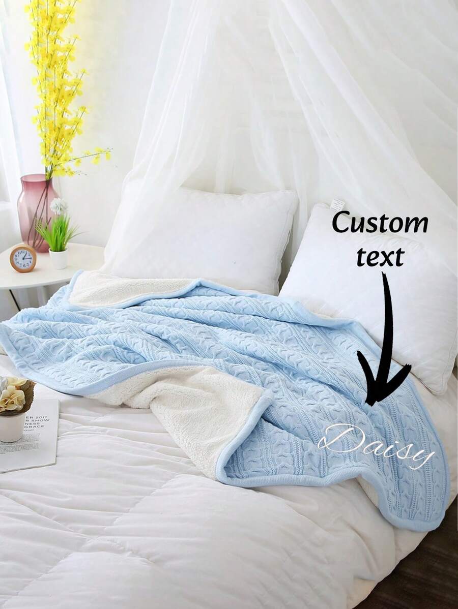 1 pieza Manta bordada personalizada con monograma personalizado, manta gruesa de punto, manta cálida, manta de ocio, manta de sofá, mantas, manta de punto, manta de lana de cordero, regalos de Navidad, regalos de cumpleaños, regalos de Acción de Gracias