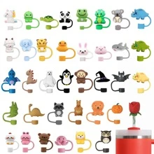 1 件适用于 30&40 盎司玻璃杯的吸管盖，0.4 英寸硅胶吸管盖，适用于杯子配件，防尘保护盖可重复使用饮用吸管头盖万圣节吸管盖、厨房、圣诞节礼物 - 動物款 - 查看 1