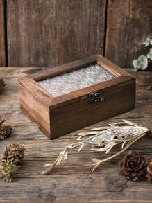 1pc Vintage Wooden Storage Box, Household Dust-Proof Flip-Cover Jewelry Box, Desktop Valuables Organizer Box, Lockable Wooden Storage Box, Home Decor Storage Box - Multicolor - View 10