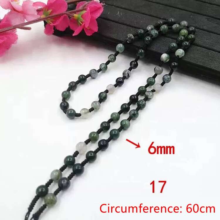 1条天然水晶祖母绿毛衣链绳，男女时尚串珠项链绳，全手工编织，黑色转印珠时尚串珠绳，DIY吊坠配件，家庭礼物，圣诞节及各种节日派对礼物，水晶礼品 - 項鍊 - 查看 8