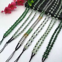 1Pc Natural Crystal Emerald Emerald Sweater Chain Rope, Men's And Women's Fashion Beaded Necklace Rope, All Hand-Woven, Black Transfer Beads Fashion Beaded Rope,DIY Pendant Accessories, Family Gifts, Christmas And Various Holiday Party Gifts, Crystal Gifts