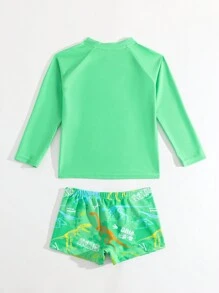 RWX VEST Men's Beach Set: Dinosaur Fossil Print UV Shirt For Little Adventurers! I3087 - 綠色 - 查看 2