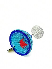 Latest Crystal Clutch Bag With Cocktail Glass Design, Pink/Blue Full Crystal Clutch, Handmade Diamond Evening Clutch Bag, Charming Crystal Handbag, Suitable For Wedding Bride/Gala And Prom, Exquisite Gift Box Packaging (Cannot Fit Phone) - Blue - View 5