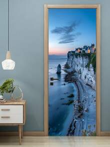 2张1套装饰墙贴门贴风景图案自粘贴纸防水可移除PVC客厅卧室浴室装饰门贴 - 彩色 - 查看 5