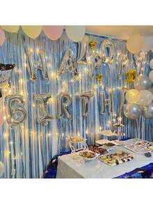 2 件装饰流苏窗帘，金属箔流苏门帘，闪亮流苏飘带，新年、婚礼、生日、毕业典礼、情人节、母亲节、节日背景装饰的派对装饰 - 彩色 - 查看 7