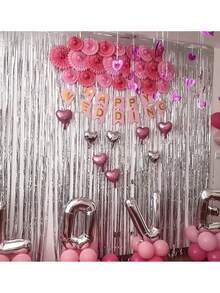 2 件装饰流苏窗帘，金属箔流苏门帘，闪亮流苏飘带，新年、婚礼、生日、毕业典礼、情人节、母亲节、节日背景装饰的派对装饰 - 彩色 - 查看 3