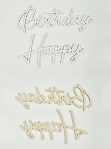 Happy Birthday Wooden Sign With White Painted Cutout Wooden Happy Birthday Letters Sign Vintage Rustic Birthday Party Decoration Backdrop Wall Photo Prop(White) - White - View 7