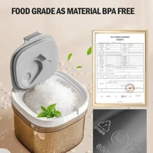 1 个大容量密封调味罐，食物和面粉储存容器，附便携式户外磁性勺子，宽口易清洗，家用储存罐，用于面粉、豆类、零食，适合日常使用，圣诞节、情人节、春节、父亲节、母亲节、教师节、七夕节、万圣节、复活节礼物 - 茶色 - 查看 9