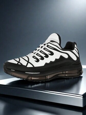 Neue Retro-Stil Herren Freizeitschuhe, farbenfroher Kontrast Mesh atmungsaktive Luftpolster Sohle komfortable Gehschuhe, Streetwear chunky Milchfaser Muster Trainer für Frühling/Sommer