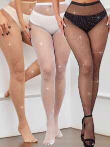 1/3pcs Sexy Glitter Studded Fishnet Pantyhose/Tights