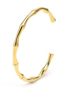 1 件时尚精致不锈钢开口椭圆形竹节手链，适合女性日常佩戴，优雅礼物 - 彩色 - 查看 3