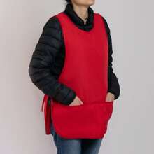 Kitchen Lab Coat Apron Cleaning Gown Housework School - Đỏ - Xem 3