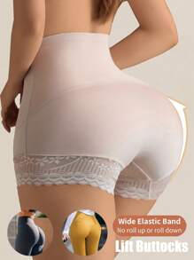 1pc Seamless High Waist Shaping Panties Women's Lace Tummy Control Panty Slimming Waist Trainer Sheath Flat Belly Underwear Butt Lifting Shapewear - Apricot - View 8