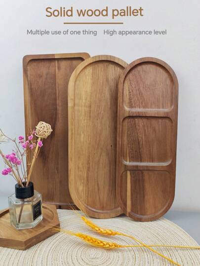 1pc Acacia Wooden Tray, Wooden Dinner Plate, Tableware Tray, Afternoon Tea Coffee Tray, Exquisite Small Tray, Fruit Plate, Snack Plate, Wooden Dessert Plate, Coffee Milk Snack Wooden Plate, Cake Plate, Cheese Plate, Wooden Tea Plate, Bread Plate, Breakfast Plate, Table Decoration, The Latest Bestseller