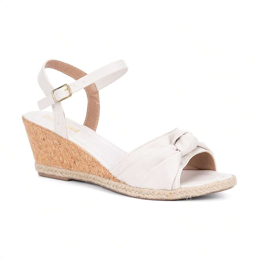 Domidona Women's Wedge Style Sandal With Bow Strap - 白色 - 查看 1