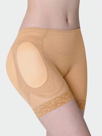 1 件女式加大码提臀加垫短裤，带可拆卸泡沫垫，性感蜜桃臀塑形压缩紧身裤，内裤