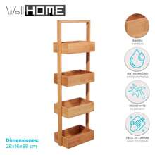 Well Home Bamboo Bathroom Organizer With 4 Tiers. 28x16x88cm. Free Shipping In 24/48h - Camel - View 4