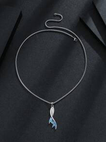 1 chiếc vòng cổ mặt đá Rhinestone đuôi cá bằng thép không gỉ tối giản thời trang dành cho nam, thích hợp để đeo hàng ngày, quà tặng tuyệt vời cho bạn bè, Giáng sinh, Năm mới, Ngày lễ tình nhân, Ngày lễ - 0132-Vòng cổ - Xem 7