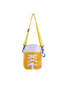 Bolso bandolera con diseño de zapatillas, bolso de hombro de lona creativo, monedero con forma de zapato de costura de dibujos animados (dirección y color del cierre relámpago aleatorios) - Multicolor - Ver 13