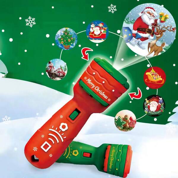 Christmas Decorations Magic Projector Flashlight With 24 Festive Patterns - Santa & Snowman Designs, Educational Toy For Boys Girls Christmas Gift' Bedtime Storytelling And Holiday Atmosphere Enhancement