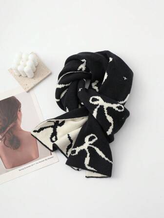 1 件时尚蝴蝶结装饰围巾，保暖，防风，适合旅行、周末休闲、拍照和节日礼物