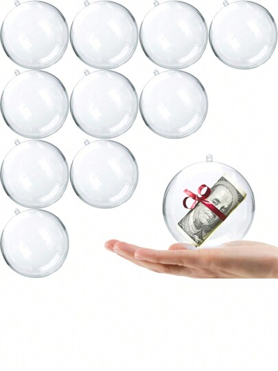 5 قطع من الزينة البلاستيكية الشفافة التي يمكن ملؤها، ديكور شجرة عيد الميلاد، حفل زفاف، عطلة عيد الميلاد، ديكورات منزلية، تعليق الزينة المفتوحة