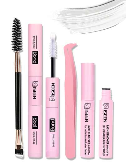Lash Glue Bond And Seal Long Lasting Strong Hold Waterproof 2 In 1 Cluster Eyelash Glue ,Tweezers, Eyelash Brush, Remove, Brush, Tweezers, Wispy Long Lasting Waterproof All Day Wear 2 In 1 Eyelash Bond And Seal For DIY Lash Extensions Lash Glue,Eyelash Glue