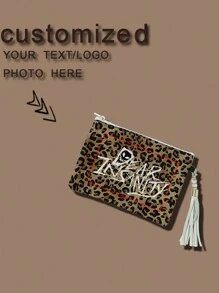 1 pieza Bolso de lona personalizado - Paisaje, Ilustración, Único, Plegable, Gran capacidad, Ligero, Moda, Personalizado, Bolso de maquillaje, Bolso de mano, Monedero, Organizador, Lindo, Decoración con borlas