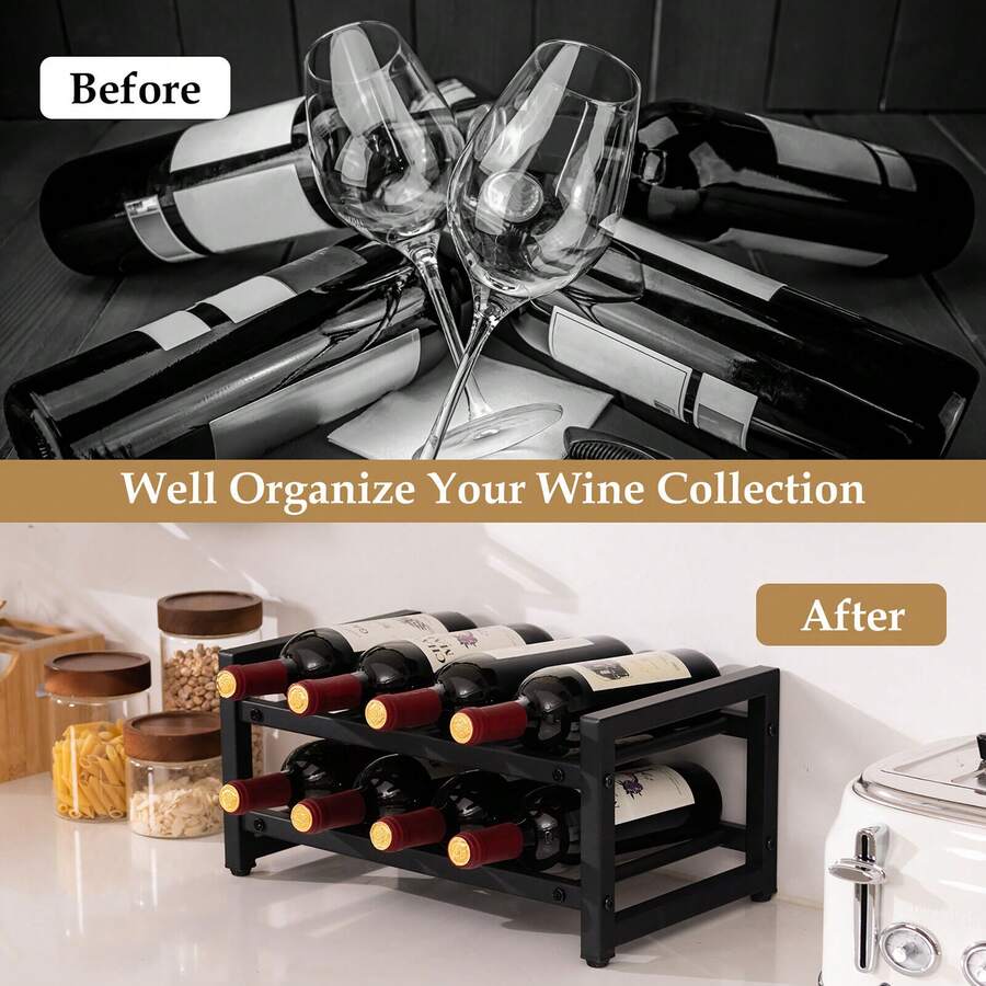 Homasis 8 Bottle Wine Rack 2 Tier Wine Display Storage Holder