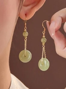 4 对复古风格绿色吊坠耳环，百搭优雅女士珠宝套装 - 四件套 - 查看 7