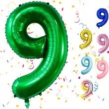 全新 32 英寸 0-9 数字生日气球，绿色、白色、紫色、银色、黑色、玫瑰金、薄荷蓝、粉色、渐变色生日周年派对装饰铝箔气球 - 綠色 - 查看 10