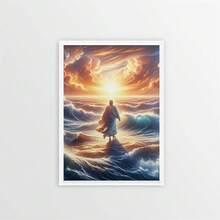 1 件，耶稣在水上行走帆布艺术海报，现代抽象画，场景家居装饰，卧室客厅走廊的理想礼物，墙壁装饰，墙壁艺术，无框架 - 彩色 - 查看 24