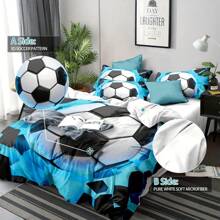 Ensemble de housse de couette personnalisé avec impression de football et de nom - Fibre de polyester douce, résistante à la décoloration, fermeture éclair - Comprend 1 housse de couette et 2 taies d'oreiller (intérieur non inclus) - Convient pour toutes les saisons