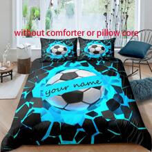 Ensemble de housse de couette personnalisé avec impression de football et de nom - Fibre de polyester douce, résistante à la décoloration, fermeture éclair - Comprend 1 housse de couette et 2 taies d'oreiller (intérieur non inclus) - Convient pour toutes les saisons