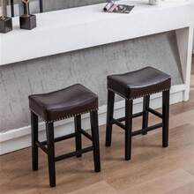 Furniture,Counter Height 26" Bar Stools For Kitchen Counter Backless Faux Leather Stools Farmhouse Island Chairs (26 Inch, Brown, Set Of 2) - 棕色 - 查看 4