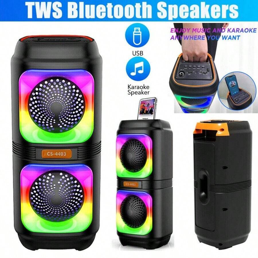 High Bass Ultra Loud TWS Bluetooth Speakers Outdoor Portable Wireless Subwoofer - Default - View 1