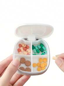 Pink Floral Letter Medicine Box, Four Compartment Portable Pill Storage Compartment, Mini Jewelry And Pill Box, Personalized Creative Gift With Name Identification, Waterproof Plastic Travel Medicine Storage Box Travel Essentials Travel Accessories Travel Must Haves - White - View 3